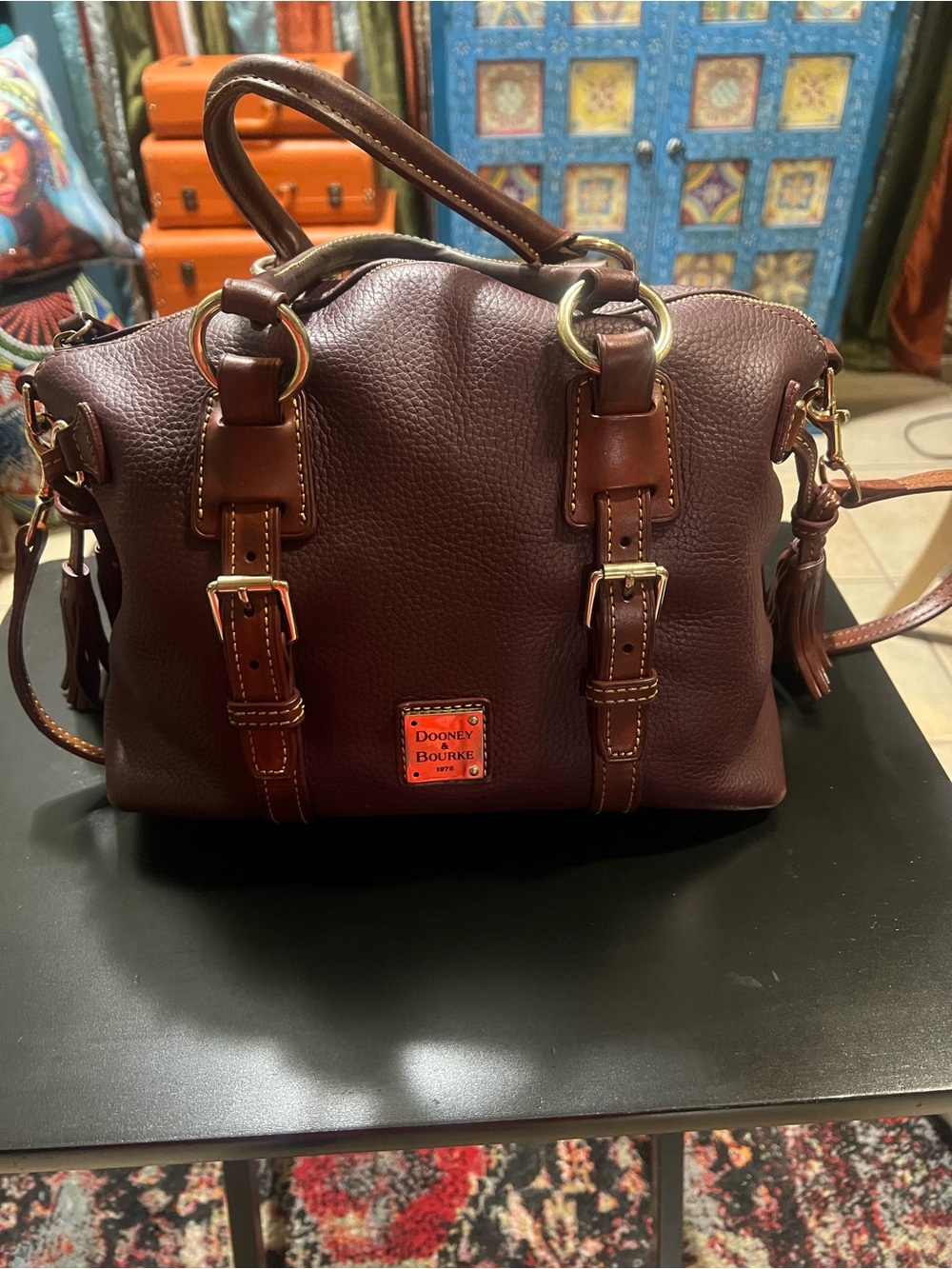Dooney & Bourke Burgundy Brown Pebble Leather Satchel